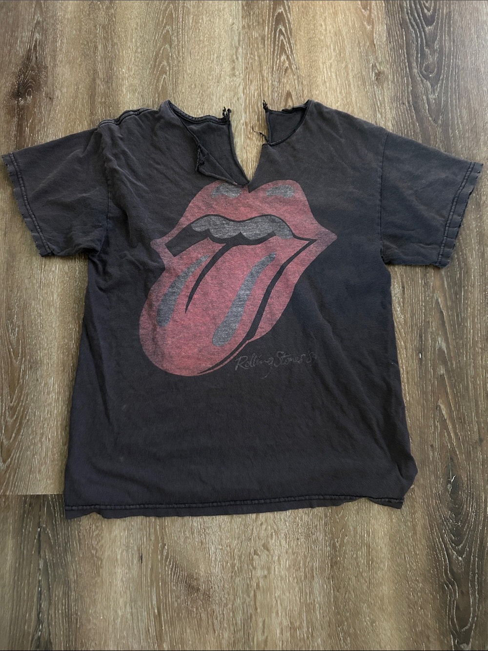the Rolling Stones Black Kids Tee with Red Tongue Graphic
